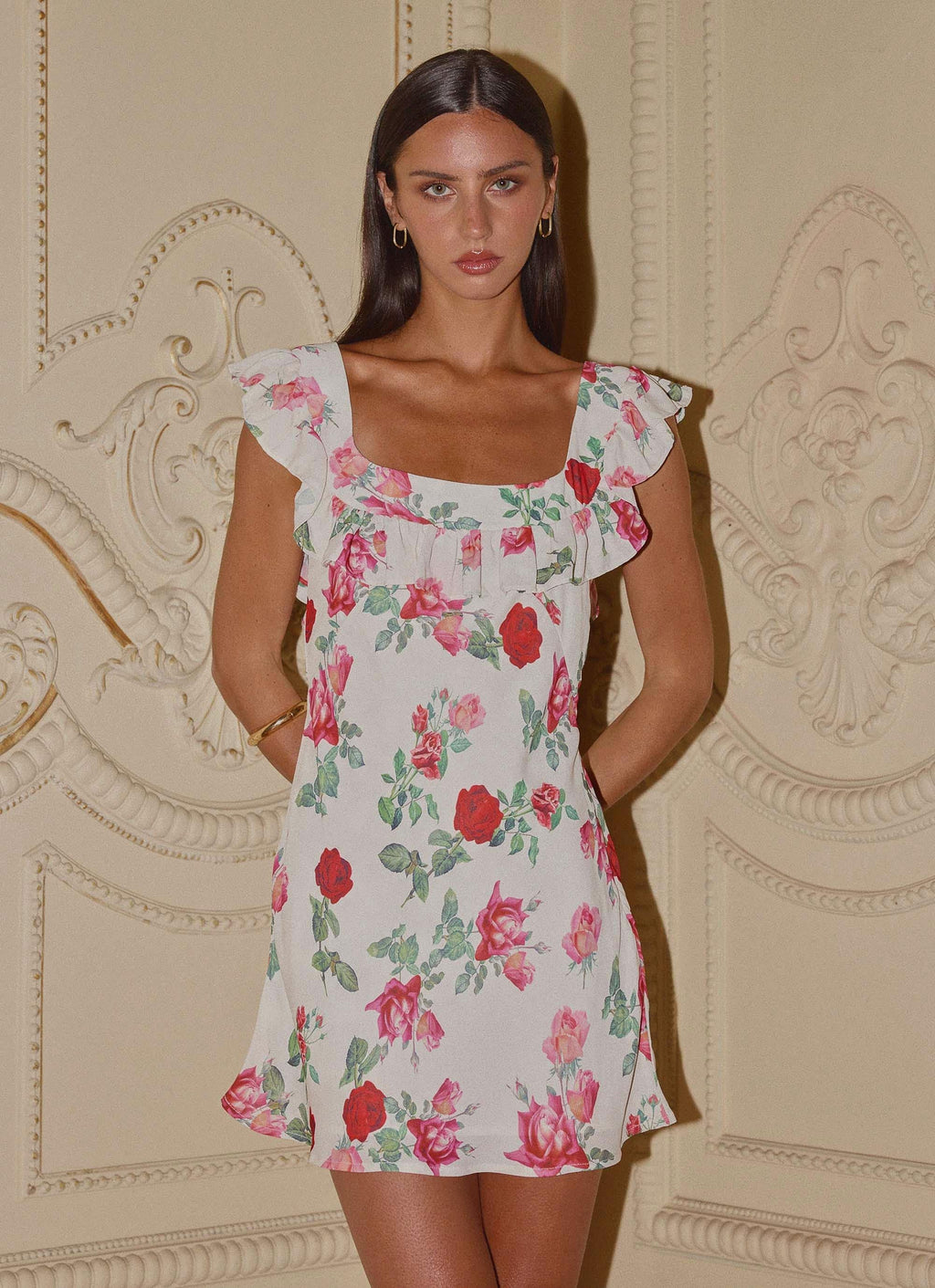 Malina | Women's Cocktail Dress with Frill Neckline | Elegant Bias Cut Design for Effortless Style 0