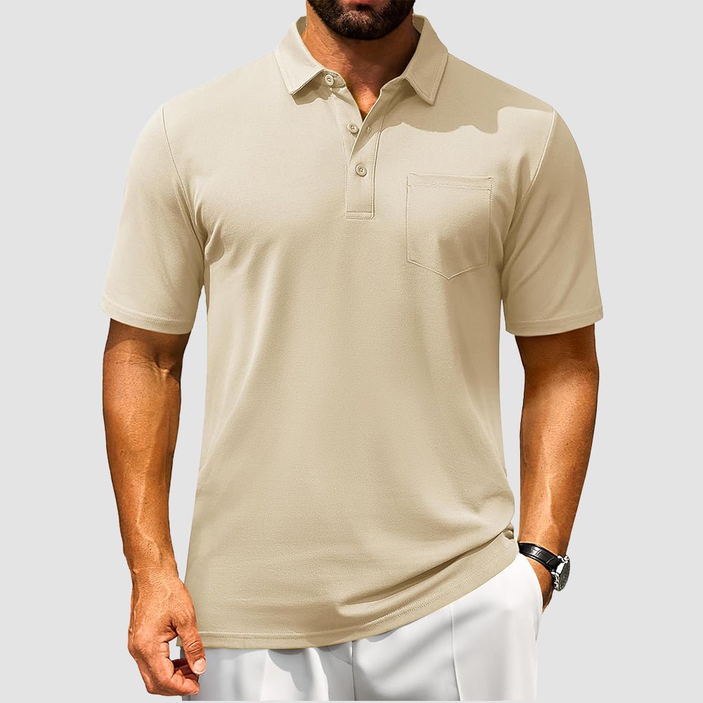 Men's Polo Shirt | Breathable Cotton Blend with Chest Pocket | Comfortable Fit for Golf and Casual Wear 0