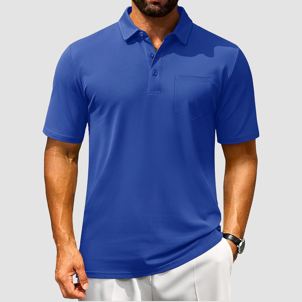 Men's Polo Shirt | Breathable Cotton Blend with Chest Pocket | Comfortable Fit for Golf and Casual Wear 10