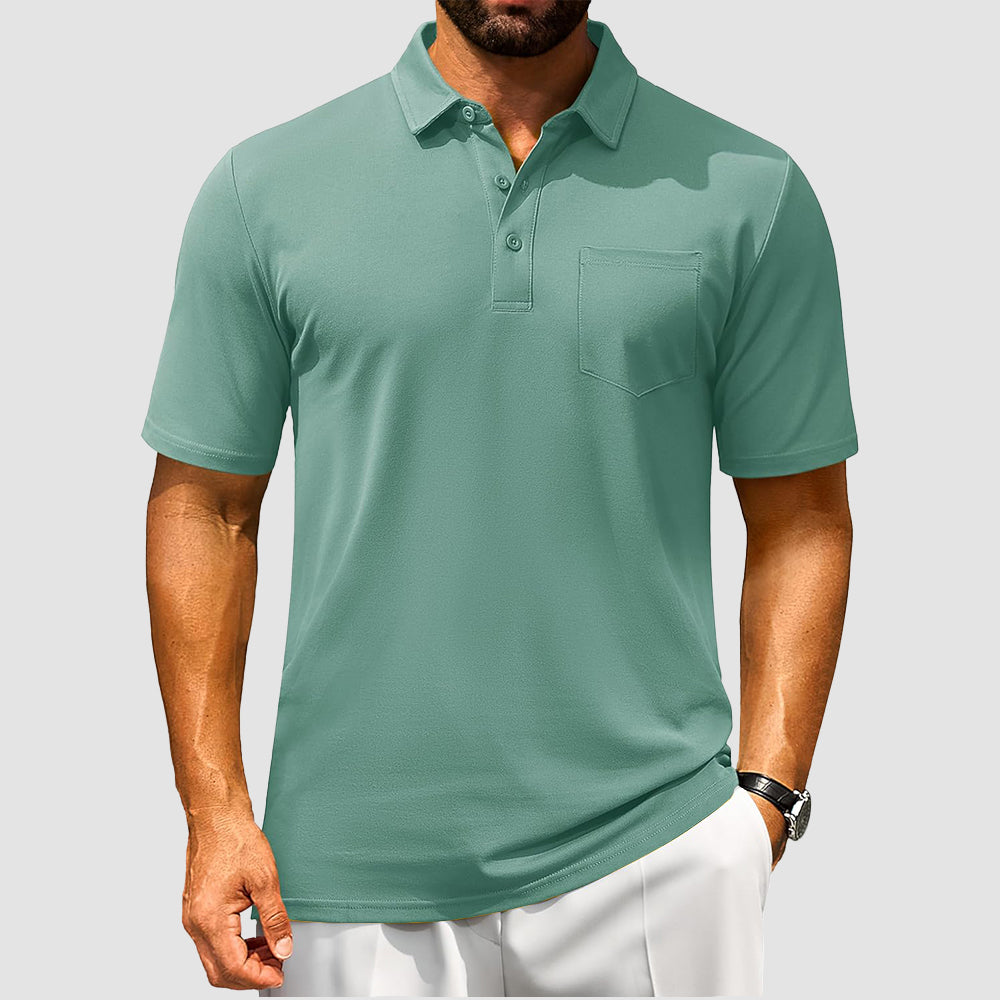 Men's Polo Shirt | Breathable Cotton Blend with Chest Pocket | Comfortable Fit for Golf and Casual Wear 11