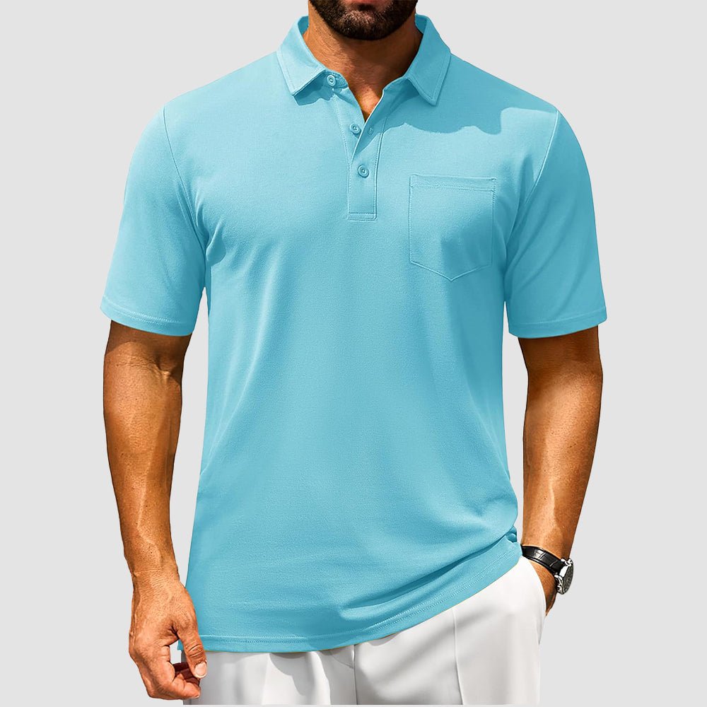 Men's Polo Shirt | Breathable Cotton Blend with Chest Pocket | Comfortable Fit for Golf and Casual Wear 12