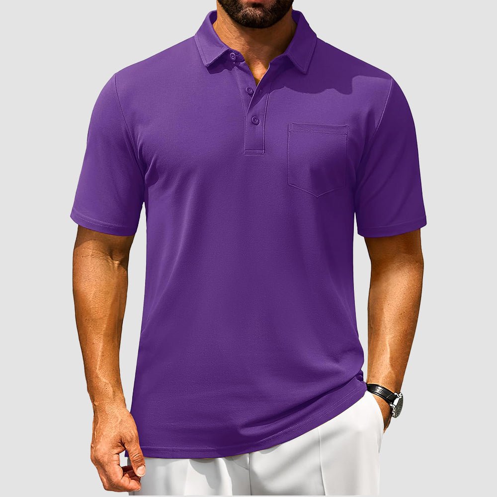 Men's Polo Shirt | Breathable Cotton Blend with Chest Pocket | Comfortable Fit for Golf and Casual Wear 14