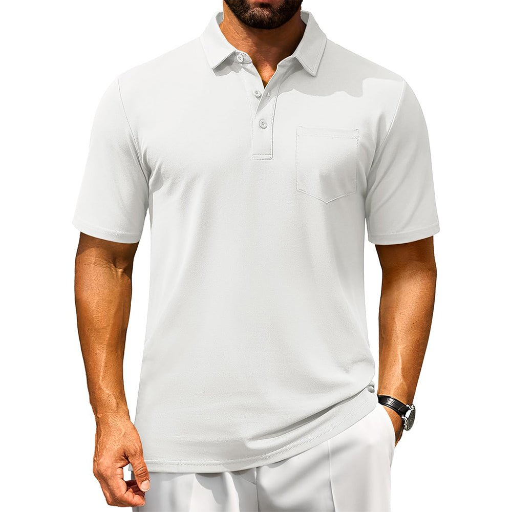Men's Polo Shirt | Breathable Cotton Blend with Chest Pocket | Comfortable Fit for Golf and Casual Wear 15