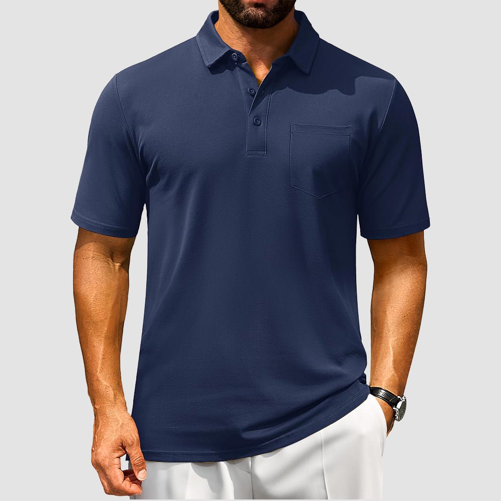 Men's Polo Shirt | Breathable Cotton Blend with Chest Pocket | Comfortable Fit for Golf and Casual Wear 16