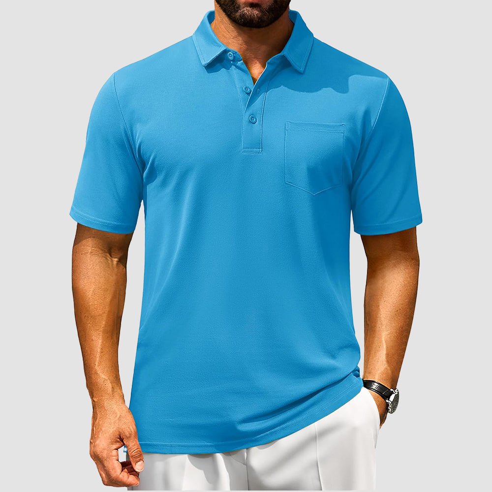 Men's Polo Shirt | Breathable Cotton Blend with Chest Pocket | Comfortable Fit for Golf and Casual Wear 17