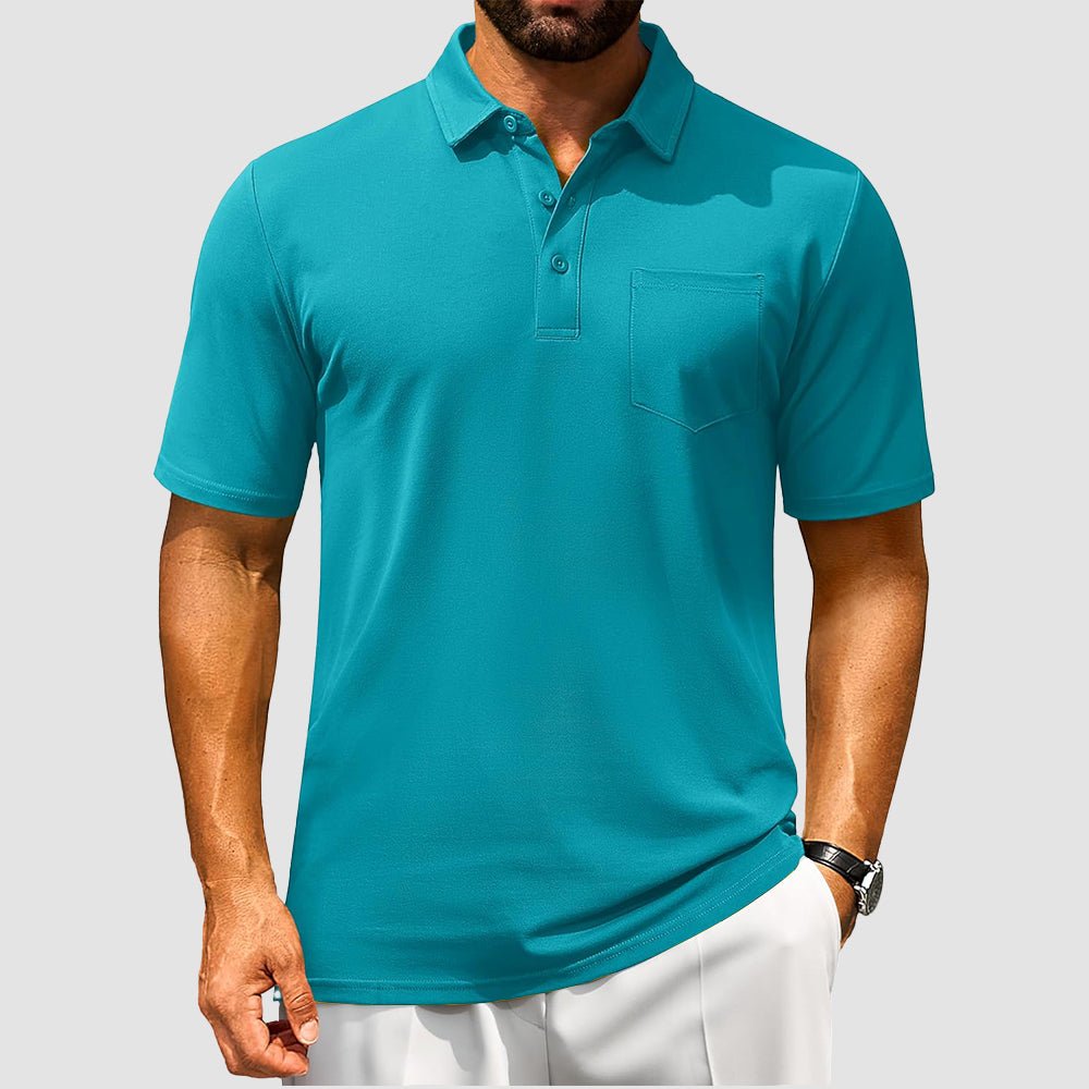 Men's Polo Shirt | Breathable Cotton Blend with Chest Pocket | Comfortable Fit for Golf and Casual Wear 18
