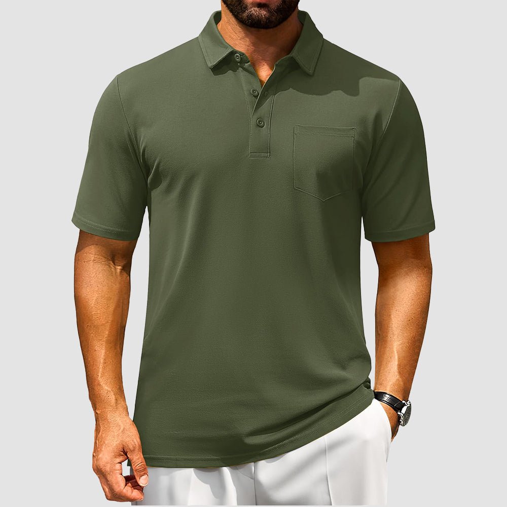 Men's Polo Shirt | Breathable Cotton Blend with Chest Pocket | Comfortable Fit for Golf and Casual Wear 19