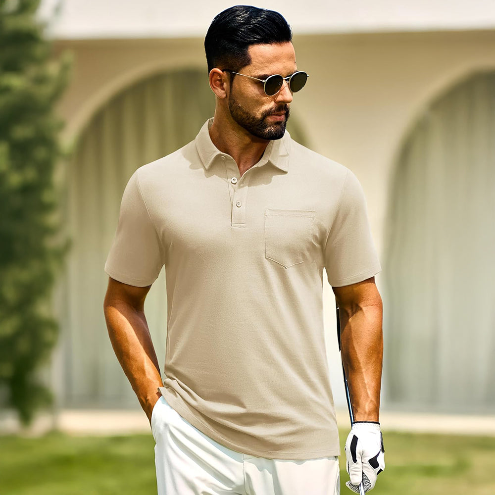 Men's Polo Shirt | Breathable Cotton Blend with Chest Pocket | Comfortable Fit for Golf and Casual Wear 2