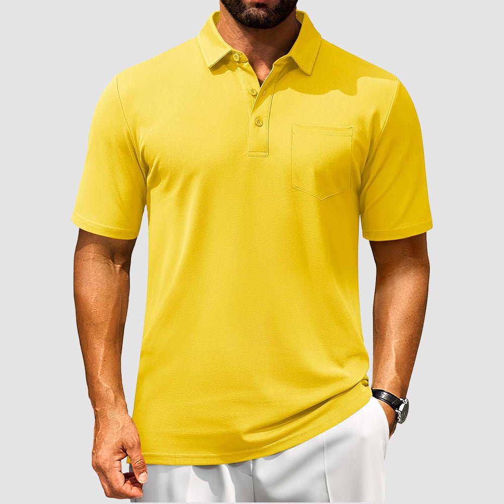 Men's Polo Shirt | Breathable Cotton Blend with Chest Pocket | Comfortable Fit for Golf and Casual Wear 21