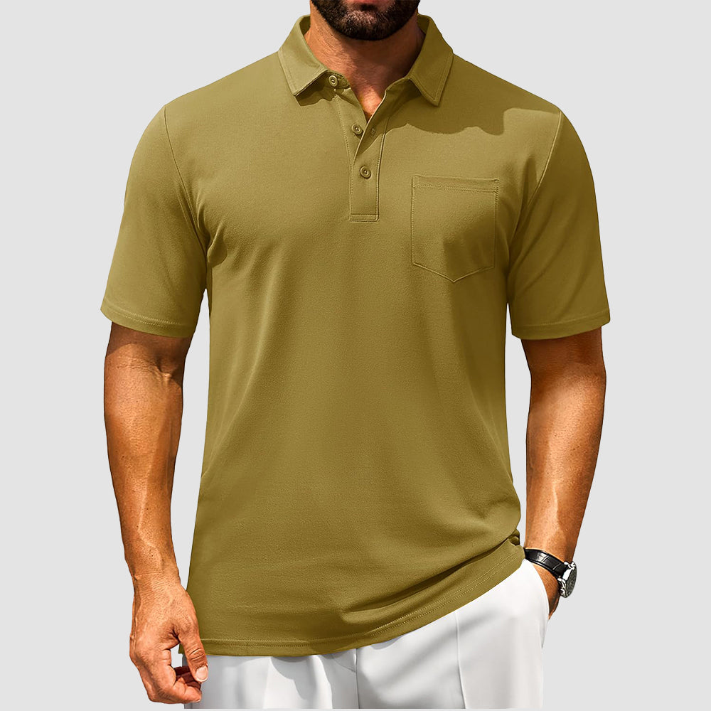 Men's Polo Shirt | Breathable Cotton Blend with Chest Pocket | Comfortable Fit for Golf and Casual Wear 22