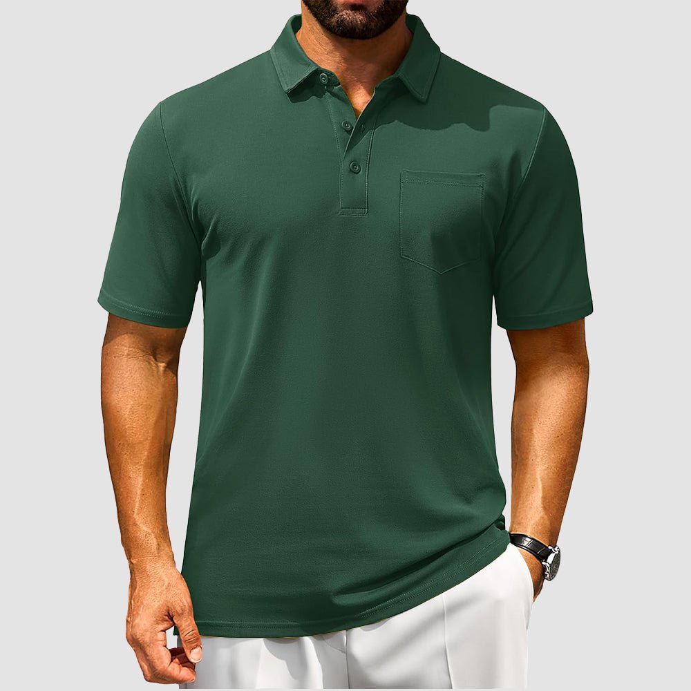 Men's Polo Shirt | Breathable Cotton Blend with Chest Pocket | Comfortable Fit for Golf and Casual Wear 23