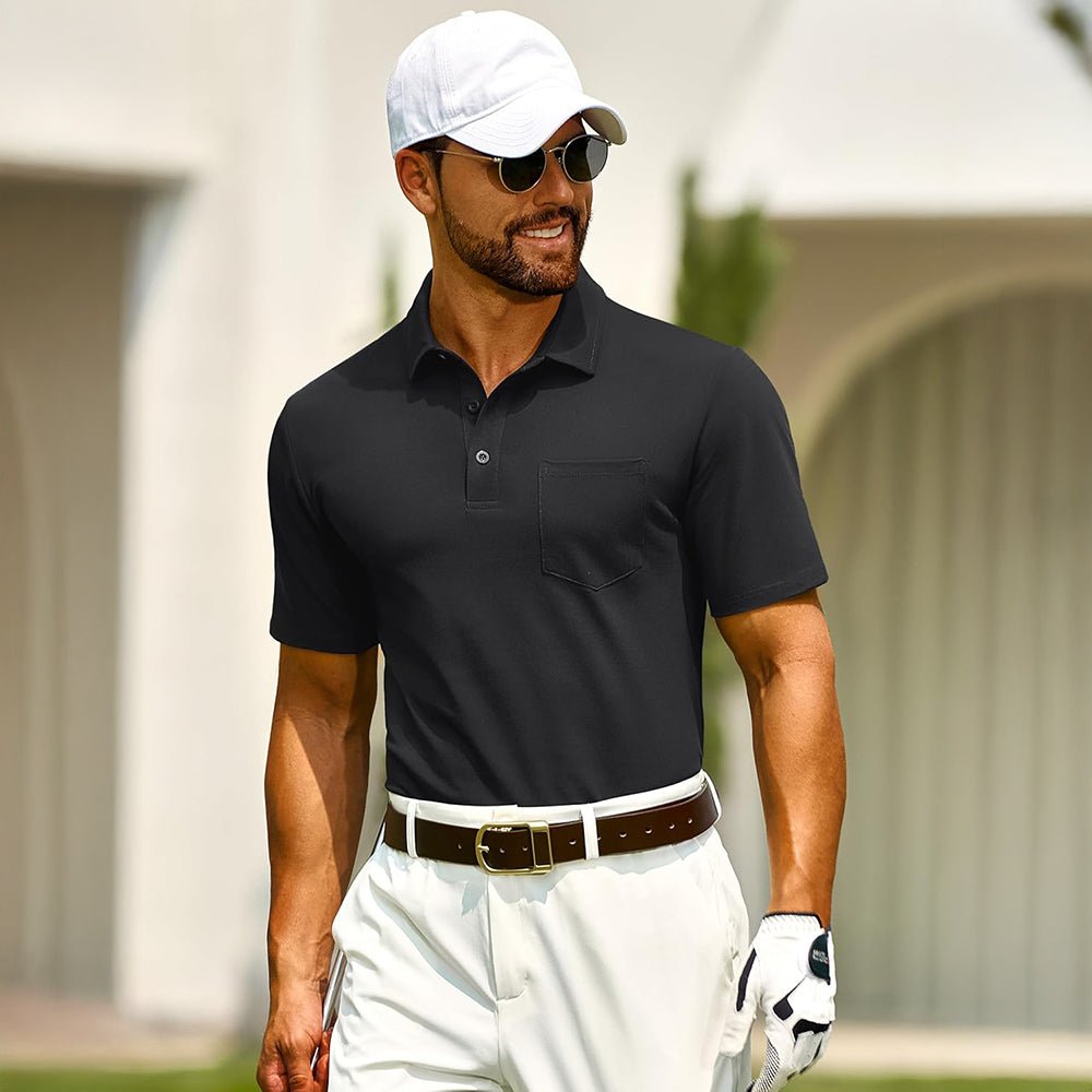 Men's Polo Shirt | Breathable Cotton Blend with Chest Pocket | Comfortable Fit for Golf and Casual Wear 5