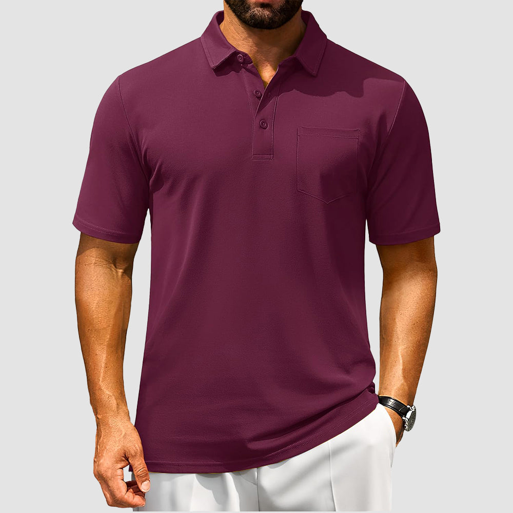 Men's Polo Shirt | Breathable Cotton Blend with Chest Pocket | Comfortable Fit for Golf and Casual Wear 9