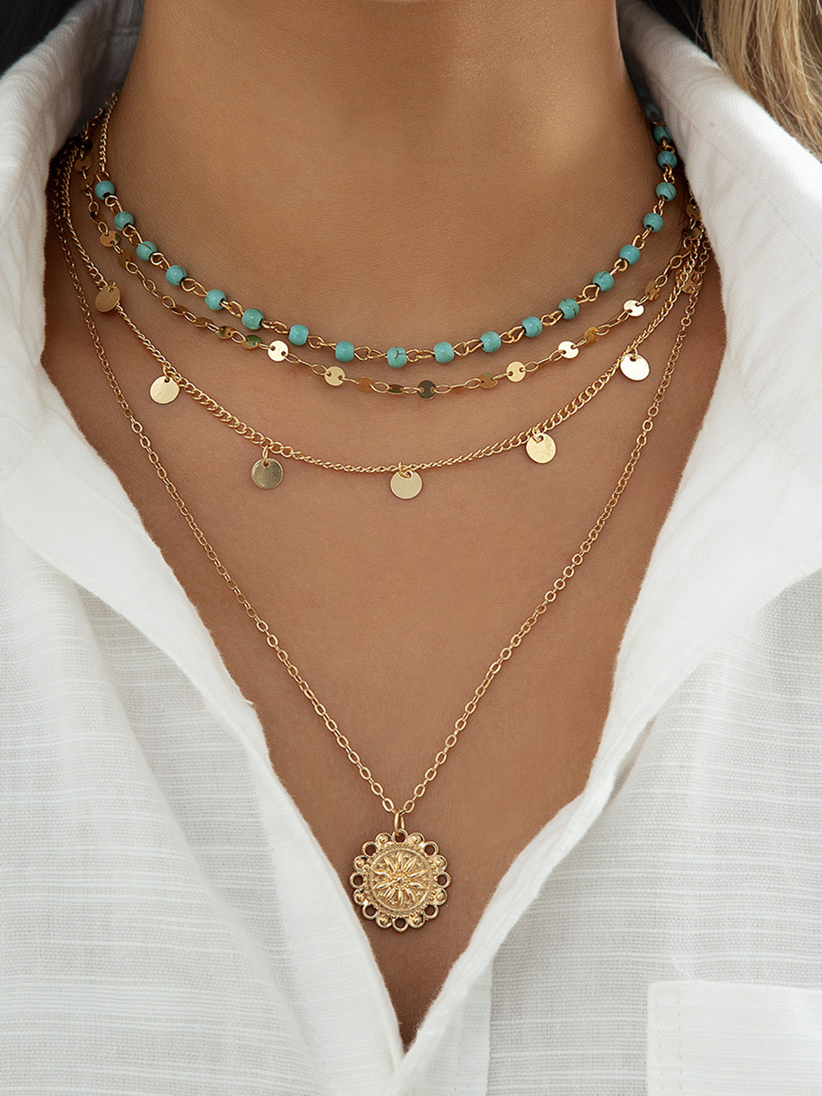 Sophie | Elegant Bohemian Multi-Layer Turquoise Necklace 0
